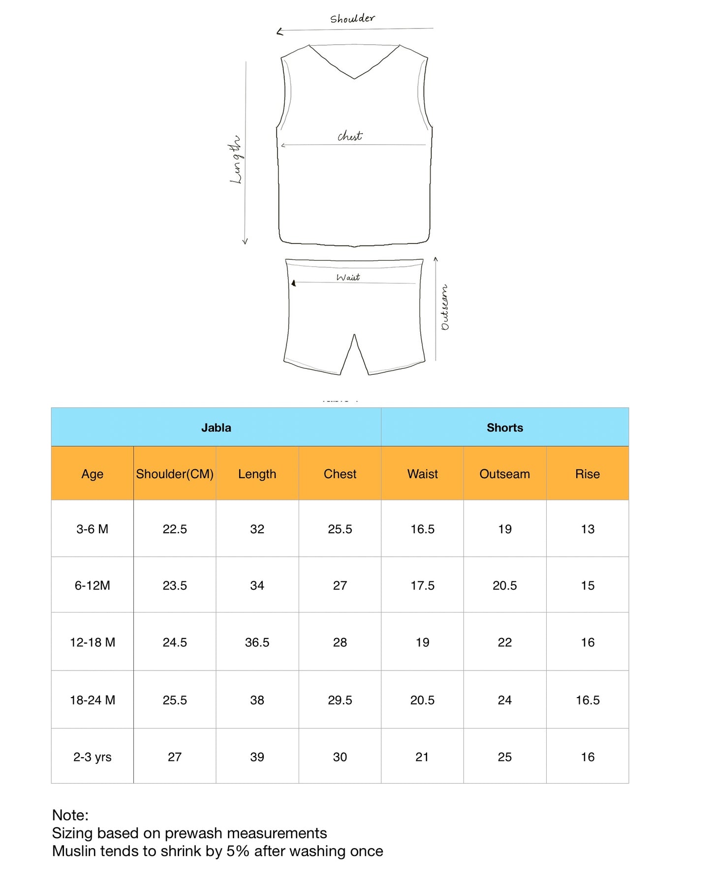 Muslin Jabla & Shorts - Tiger