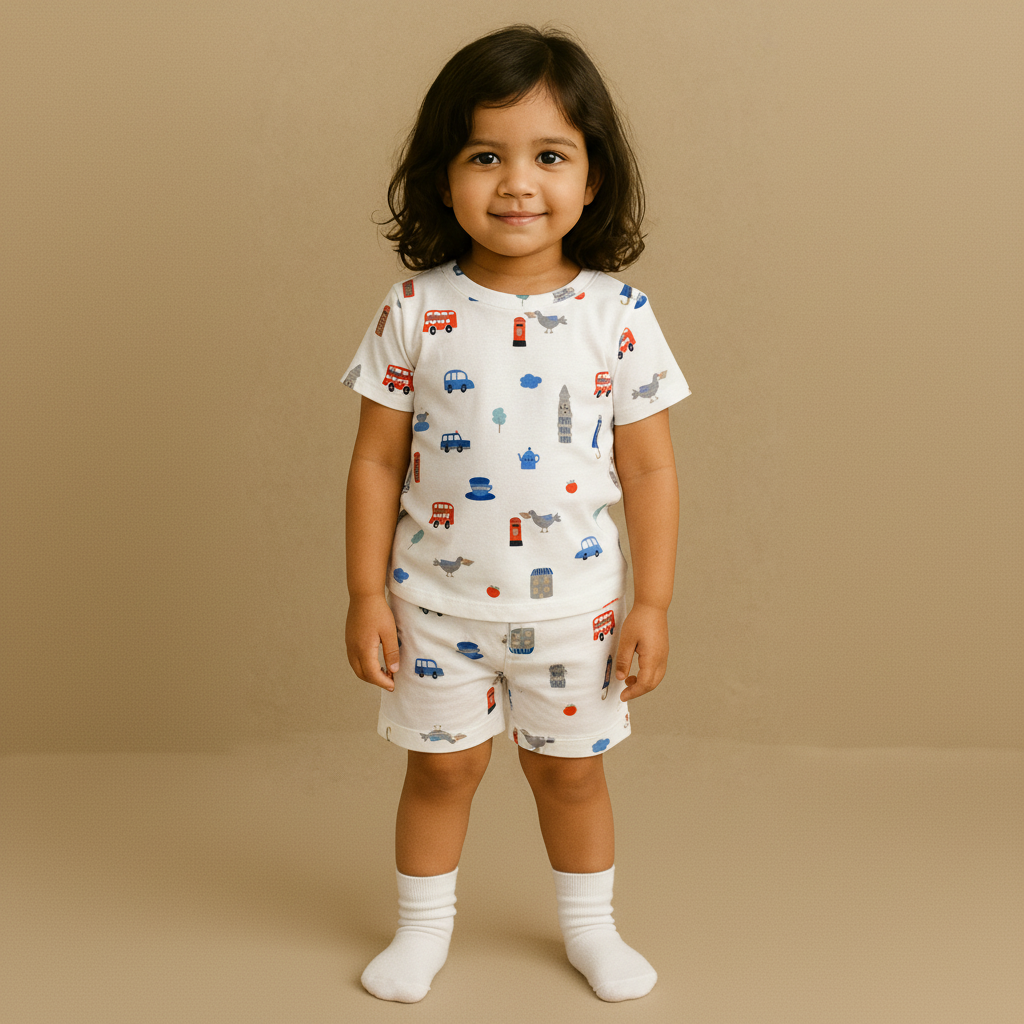 Knitted Shorts Set - London Bus